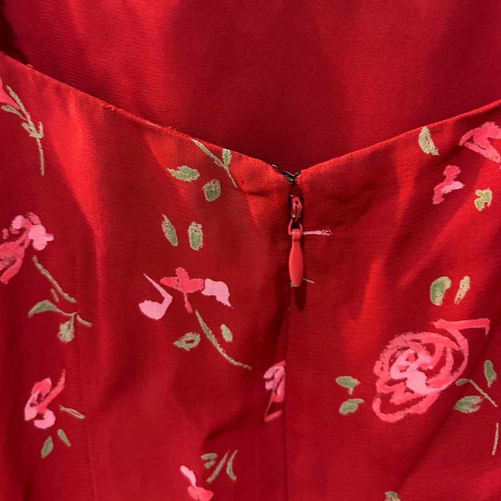 American Eagle Outfitters Red Floral Romantic Dress Size 0 - Picture 4 of 9